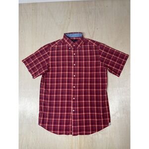 CREMIEUX Classics Mens Medium Plaid Button Down Cotton Short‎ Sleeve Shirt